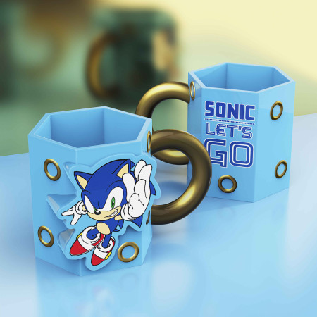 Sonic The Hedgehog Rings 16oz Sculpted Ceramic Mug